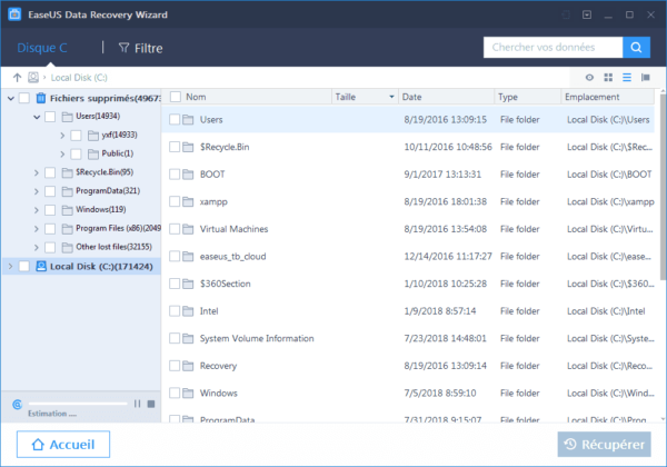 logiciel EaseUS Data Recovery Wizard Free