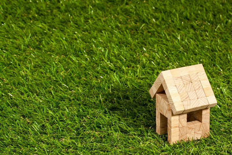 maison en carton sur de l'herbe