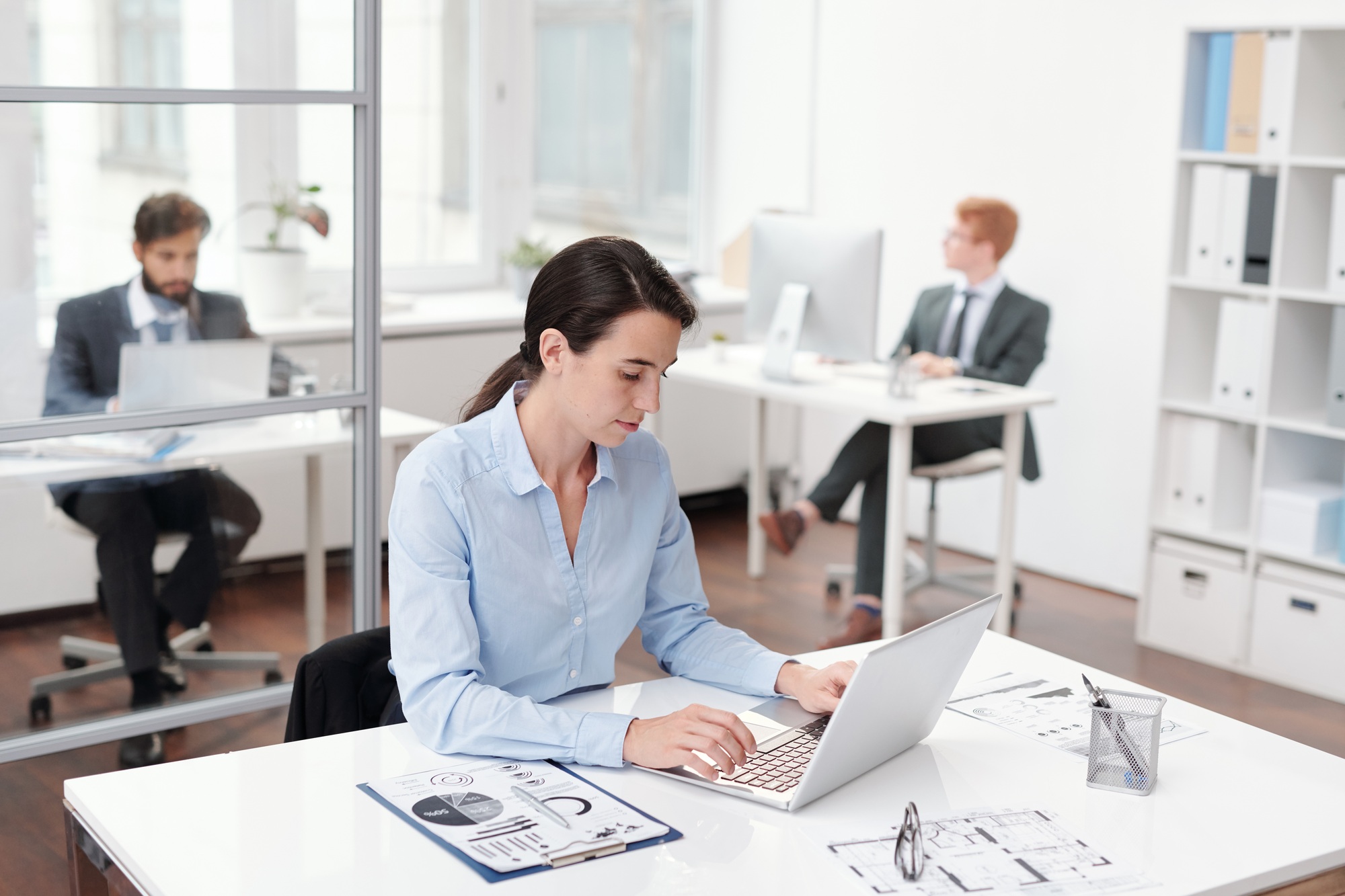 Business Intern Working in Office