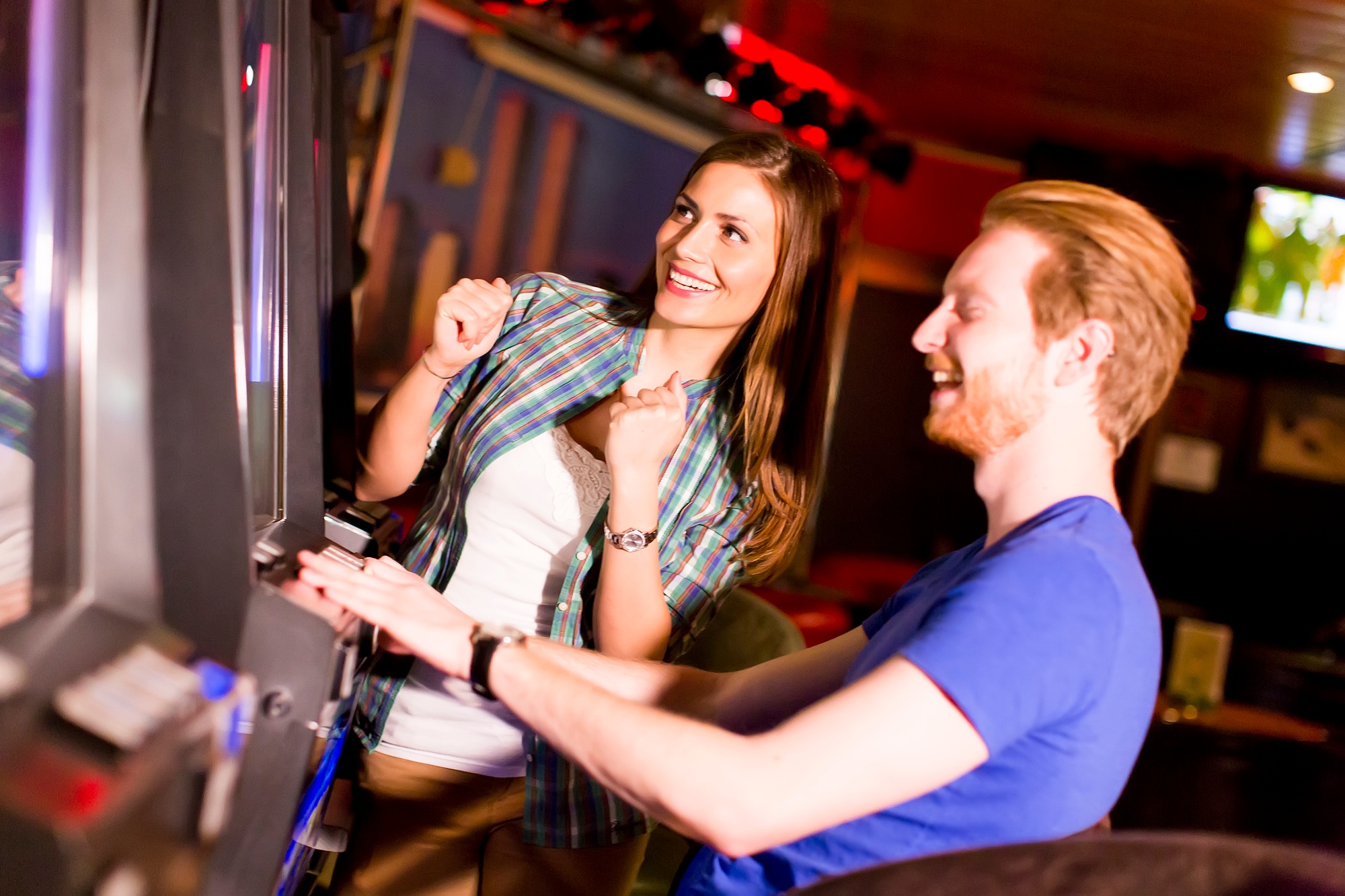 Young couple in the casino