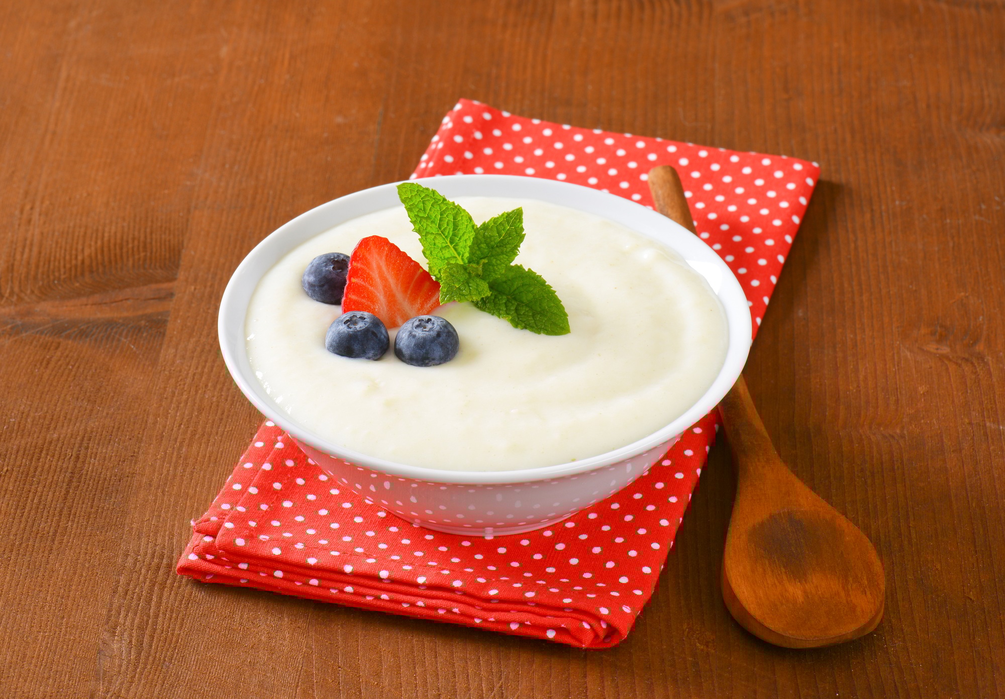 bowl of semolina pudding with fruit