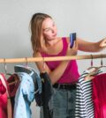 Second hand clothes, used wardrobe. Giving Tuesday fashion, fast fashion, eco-friendly sustainable s