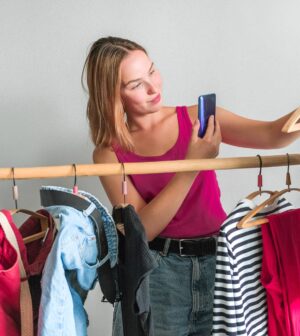 Second hand clothes, used wardrobe. Giving Tuesday fashion, fast fashion, eco-friendly sustainable s