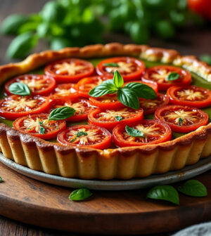 surprenez vos invités avec une tarte tatin originale associant tomates fraîches et une touche de matcha, une recette raffinée et créative signée claire pour des saveurs inédites lors de vos repas.