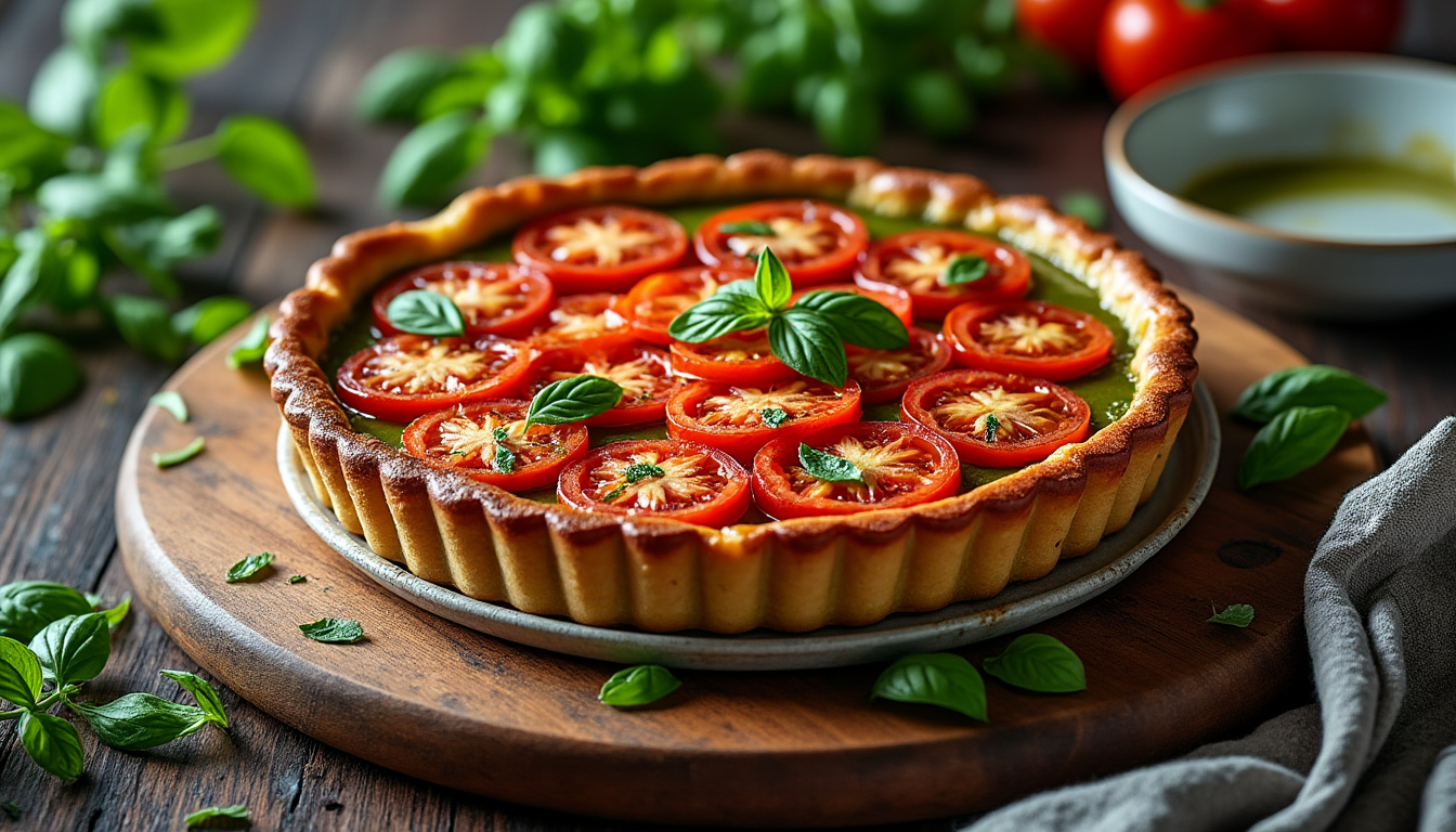 surprenez vos invités avec une tarte tatin originale associant tomates fraîches et une touche de matcha, une recette raffinée et créative signée claire pour des saveurs inédites lors de vos repas.