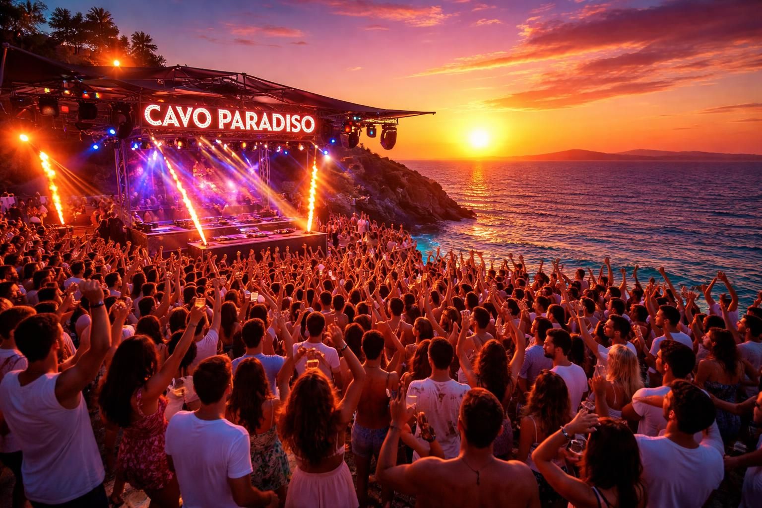 plongez dans l'ambiance unique des soirées légendaires de cavo paradiso à mykonos, en grèce, et vivez des nuits inoubliables entre musique, plage et fêtes exceptionnelles.